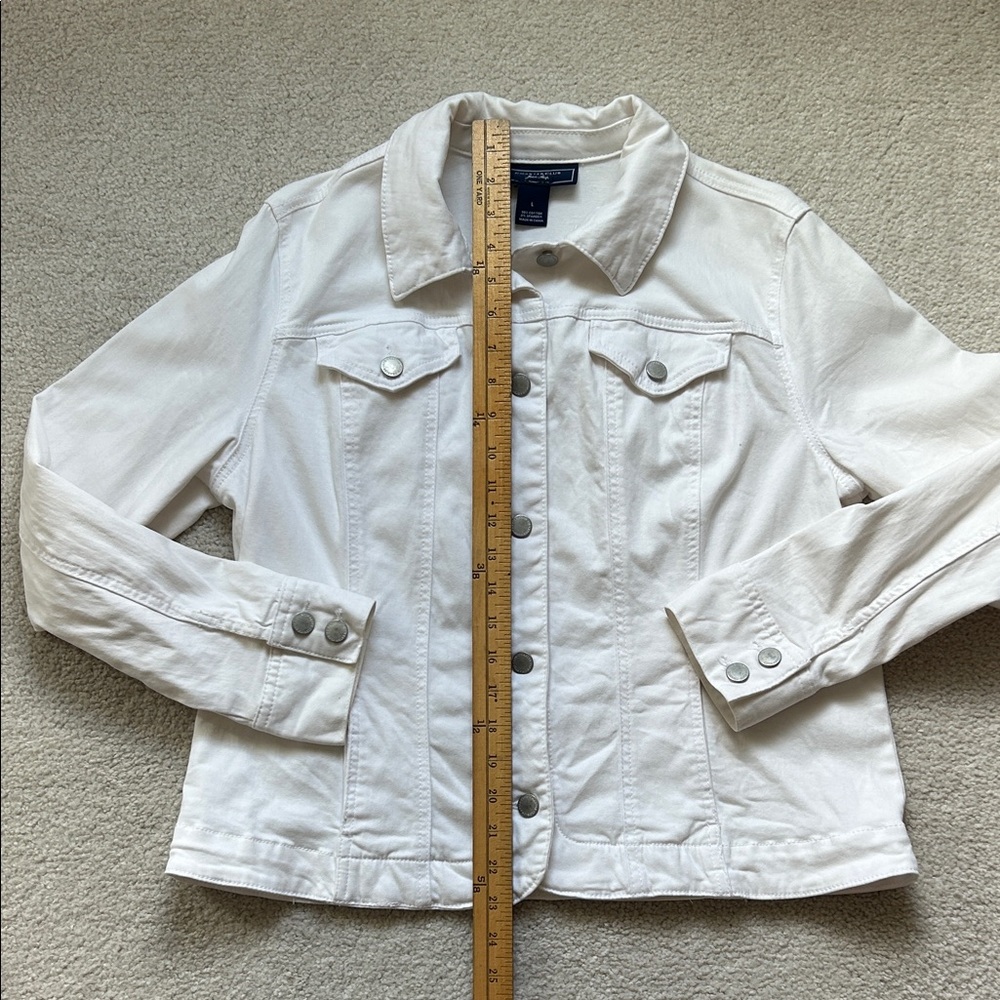 Women’s Charter Club White Denim Jacket with Button Front Size L - Picture 7 of 10